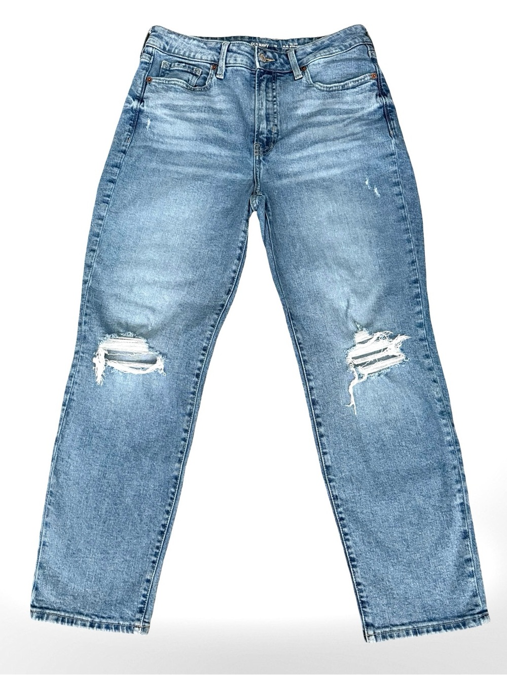 Old Navy O.G. Straight High Rise Jeans Secret Smooth Pockets Ripped Distressed